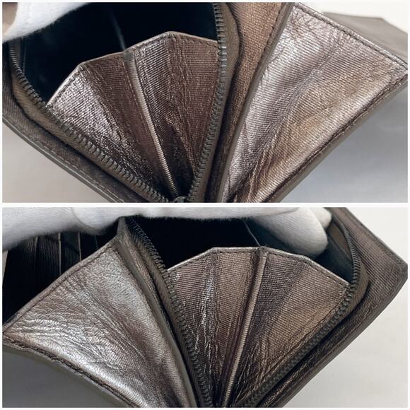 BOTTEGA VENETA Intrecciato Long Wallet Metallic Bronze Leather Womens - Picture 10 of 13